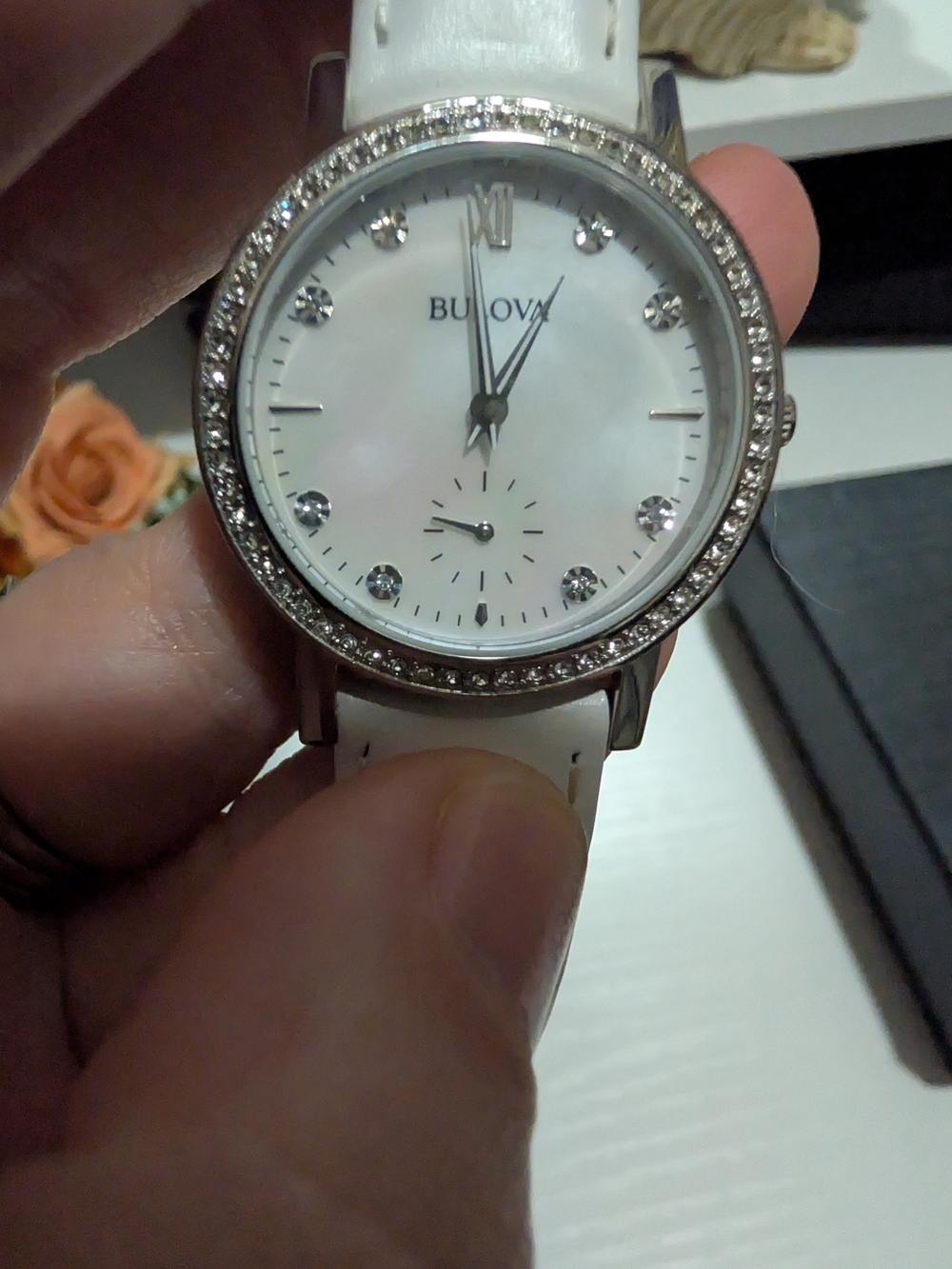 Bulova Silver and White Crystal Accent Women's Watch